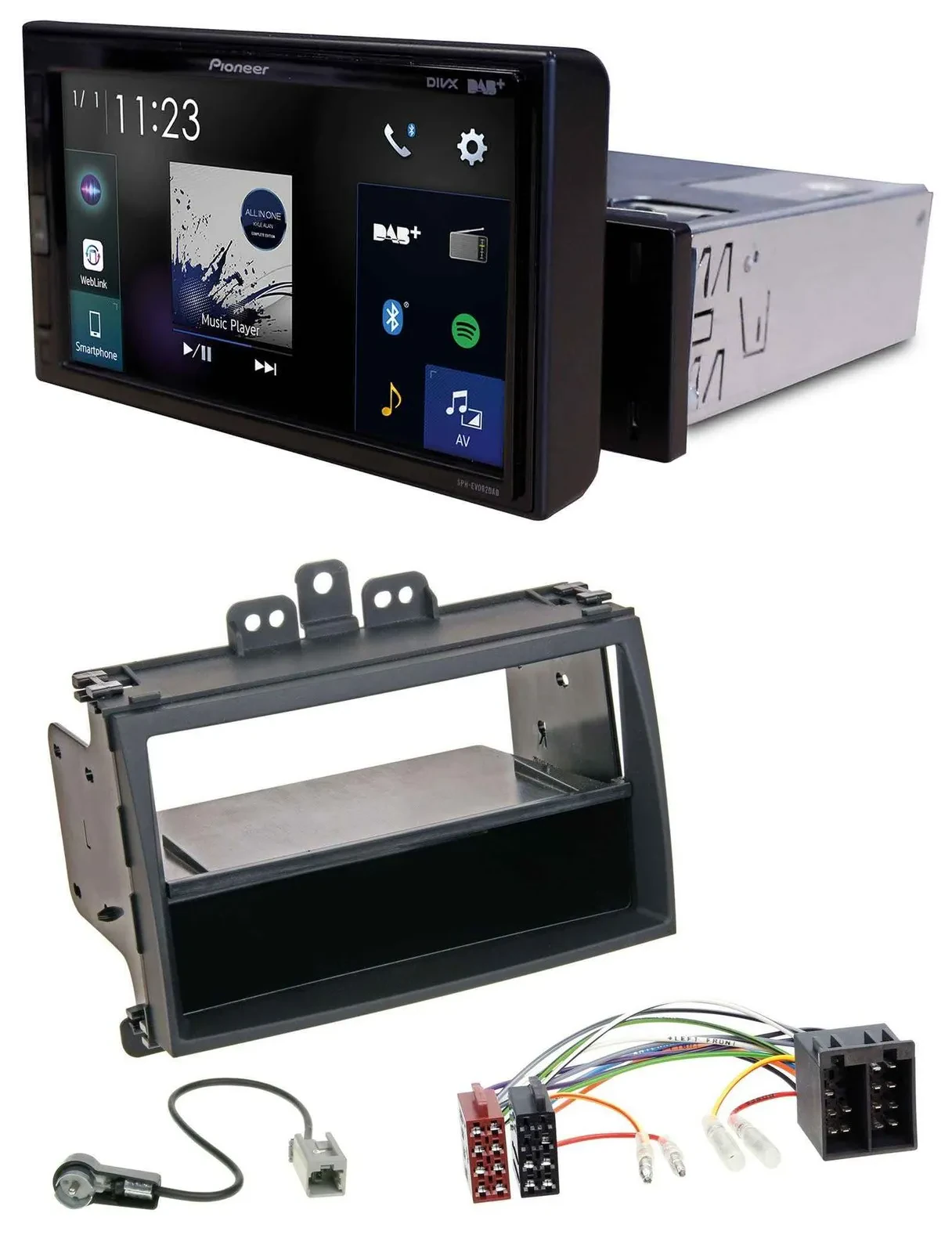 Pioneer DAB MP3 Bluetooth USB Autoradio für Hyundai i20 08-11 Rubber-Touch Ablag