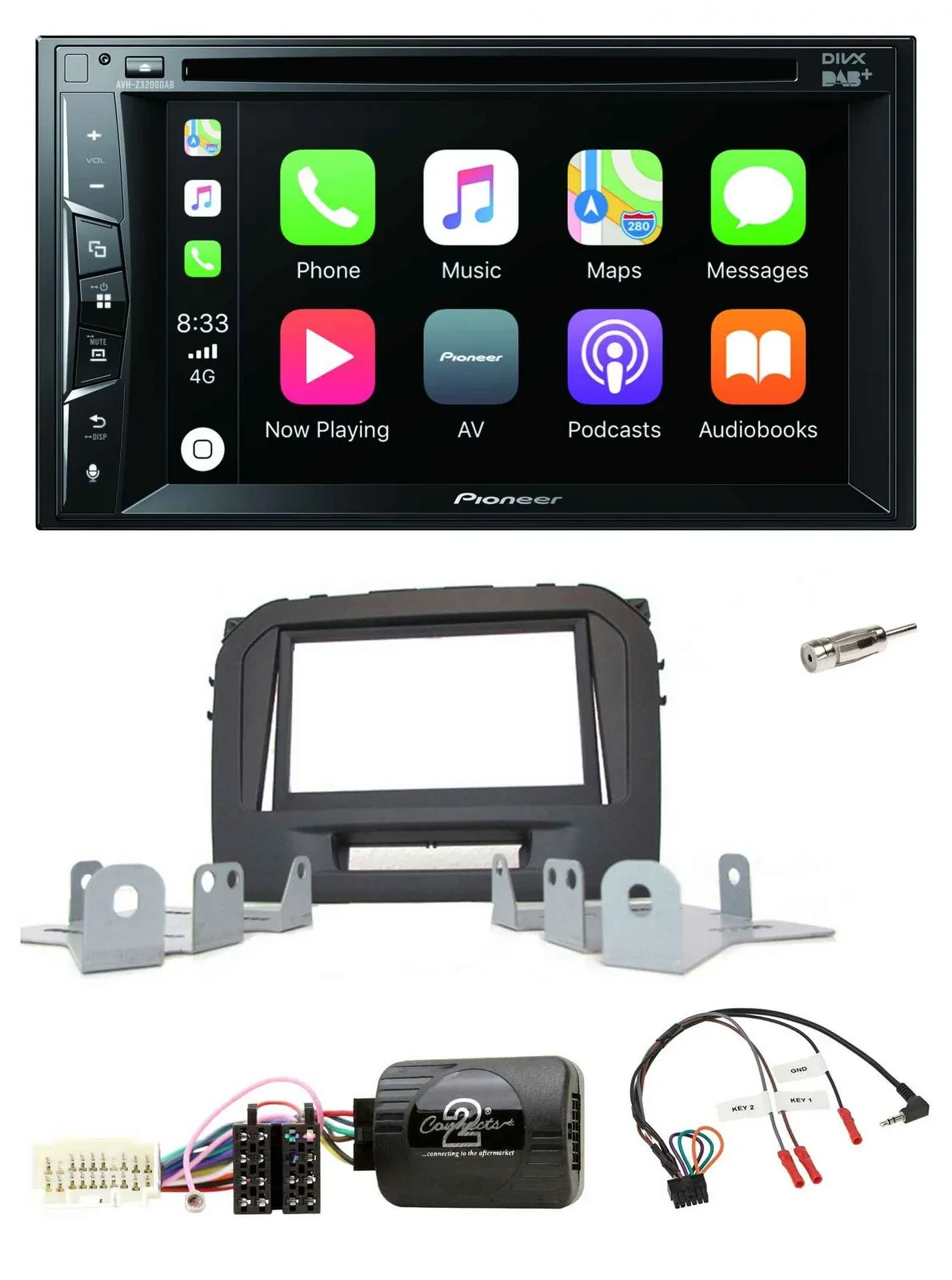 Pioneer Lenkrad USB DVD Bluetooth DAB 2DIN Autoradio für Suzuki Vitara LY ab 04/