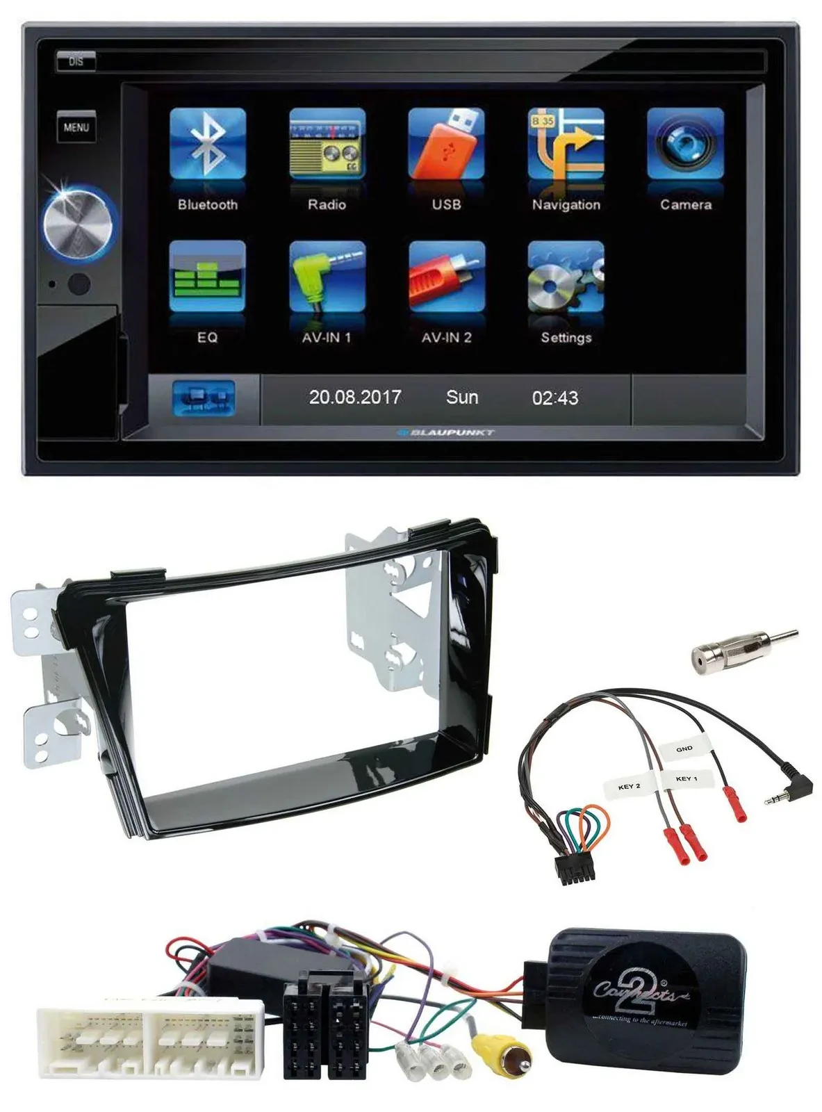 Blaupunkt 2DIN Bluetooth TMC USB Lenkrad SD Navigation für Hyundai i40 ab 16 VF