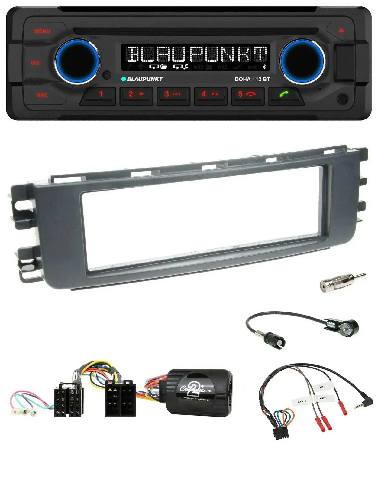 Blaupunkt Lenkrad MP3 CD Bluetooth USB Autoradio für Smart ForFour 04-06 W454 Au