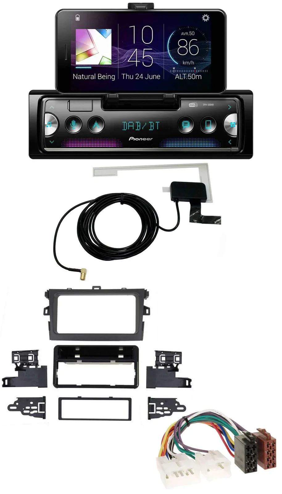 Pioneer DAB Bluetooth MP3 USB Autoradio für Toyota Corolla 2009-2012 silber