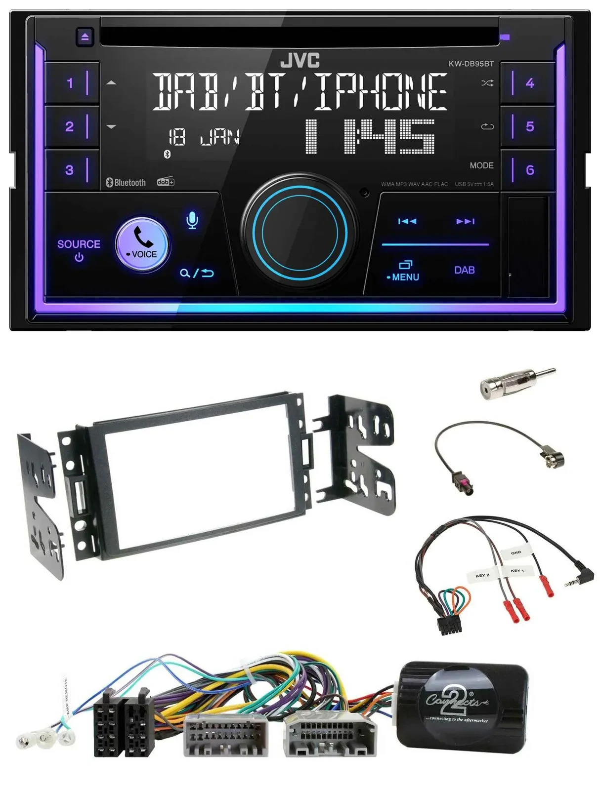 JVC Lenkrad USB 2DIN DAB Bluetooth CD Autoradio für Jeep Grand Cherokee 2011-201