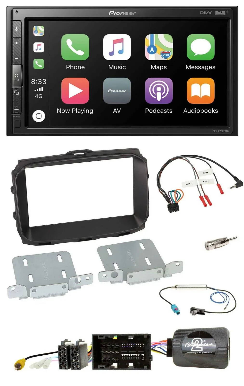 Автомагнитола Pioneer 2DIN, DAB, Bluetooth, USB для Alfa Giulietta (2013–2021)