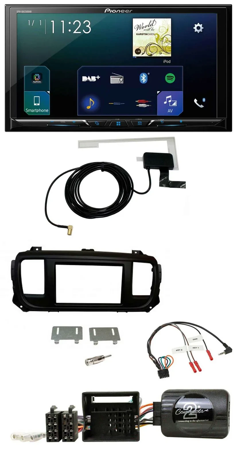 Pioneer 2DIN DAB USB Lenkrad Bluetooth Autoradio für Toyota Proace Citroen Jumpy
