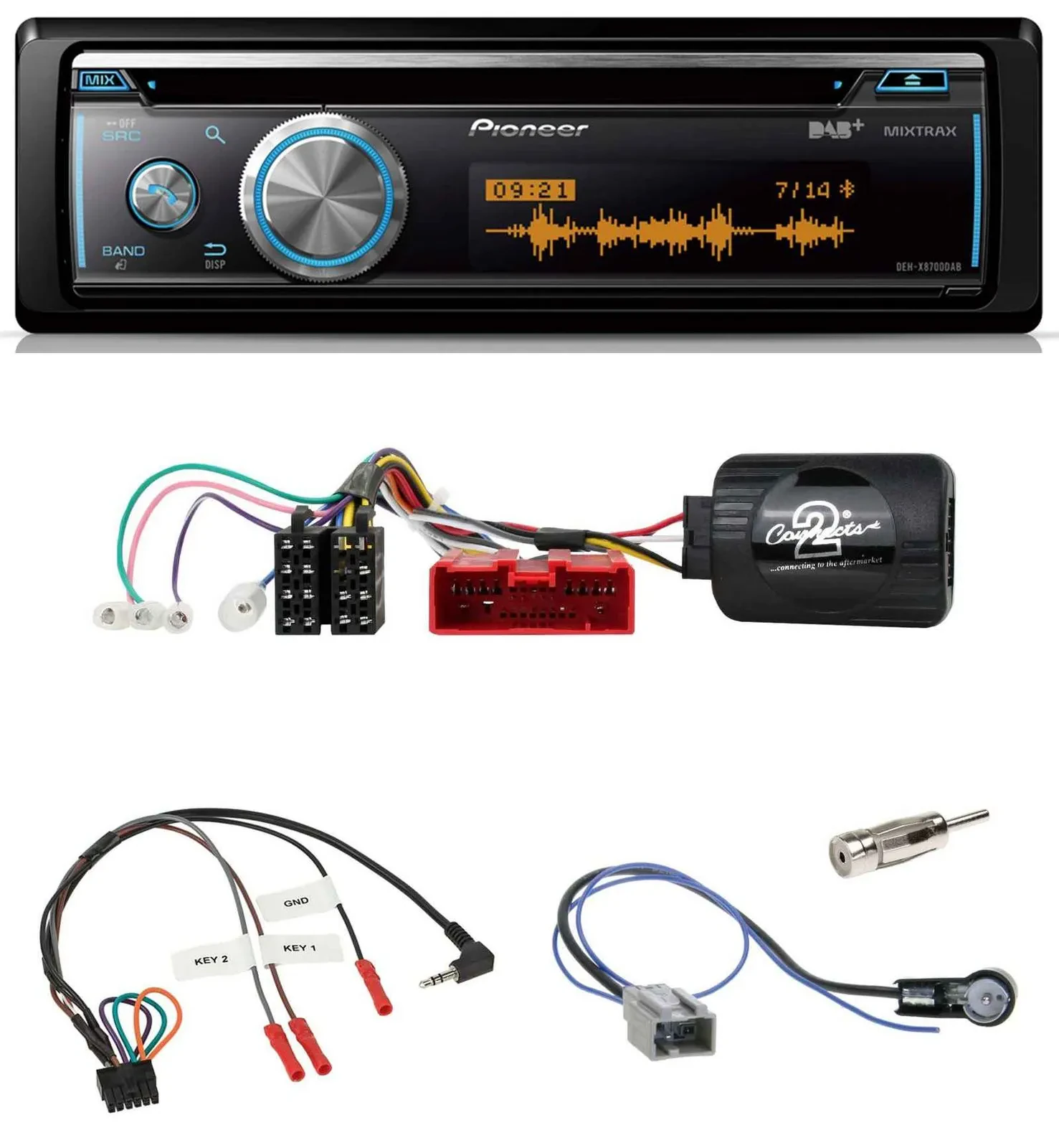 Pioneer Lenkrad DAB USB CD Bluetooth Autoradio für Mazda 2 Typ DY 2003-2007