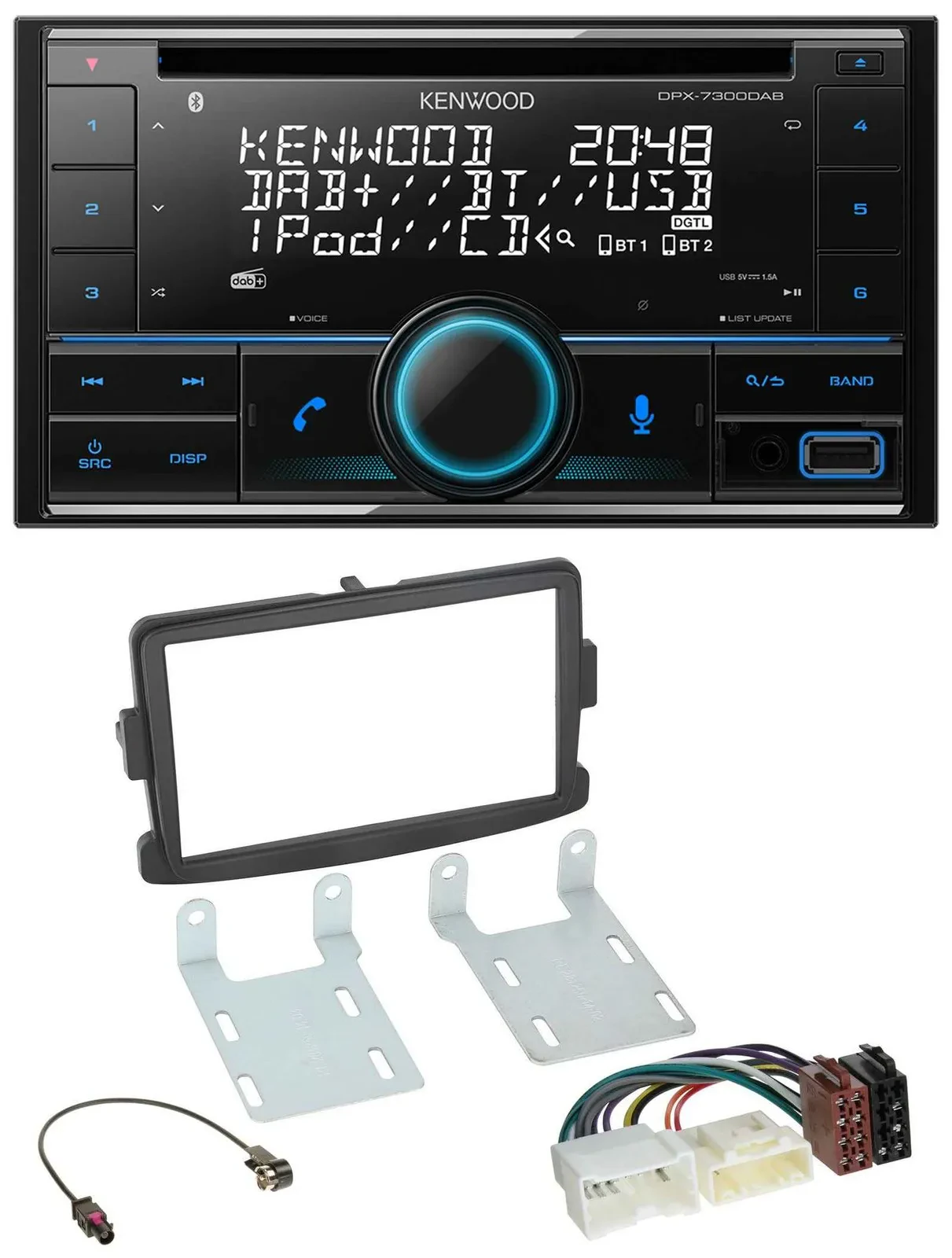Kenwood CD 2DIN DAB USB MP3 Bluetooth Autoradio für Dacia Dokker Duster Lodgy Lo