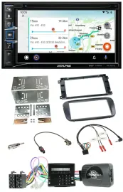 Alpine Bluetooth TMC USB DAB 2DIN Lenkrad Navigation für Ford S-Max Mondeo Profi