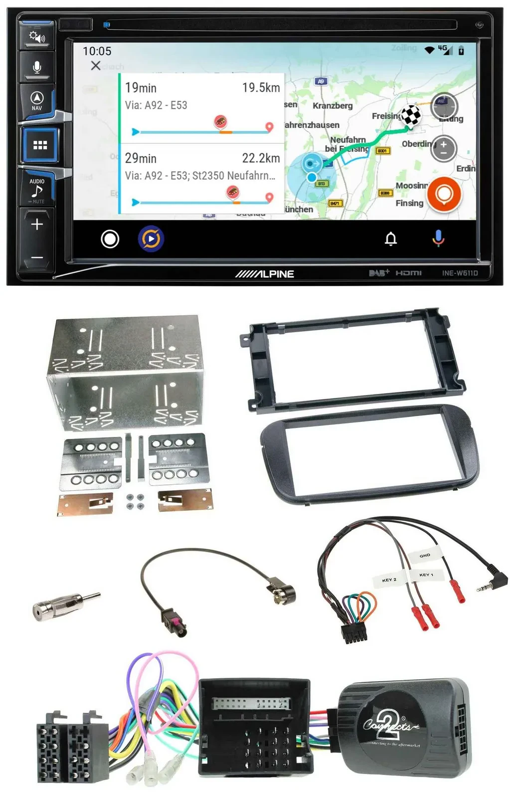 Alpine Bluetooth TMC USB DAB 2DIN Lenkrad Navigation für Ford S-Max Mondeo Profi