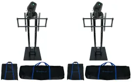 (2) Rockville ROCK SPOT 260W DJ Moving Head Spot Lights+Black Totem/TV Stands