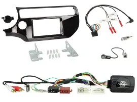 Einbauset Lenkradadapter Doppel DIN Autoradio für Kia Rio UB ab 2015 piano schwa