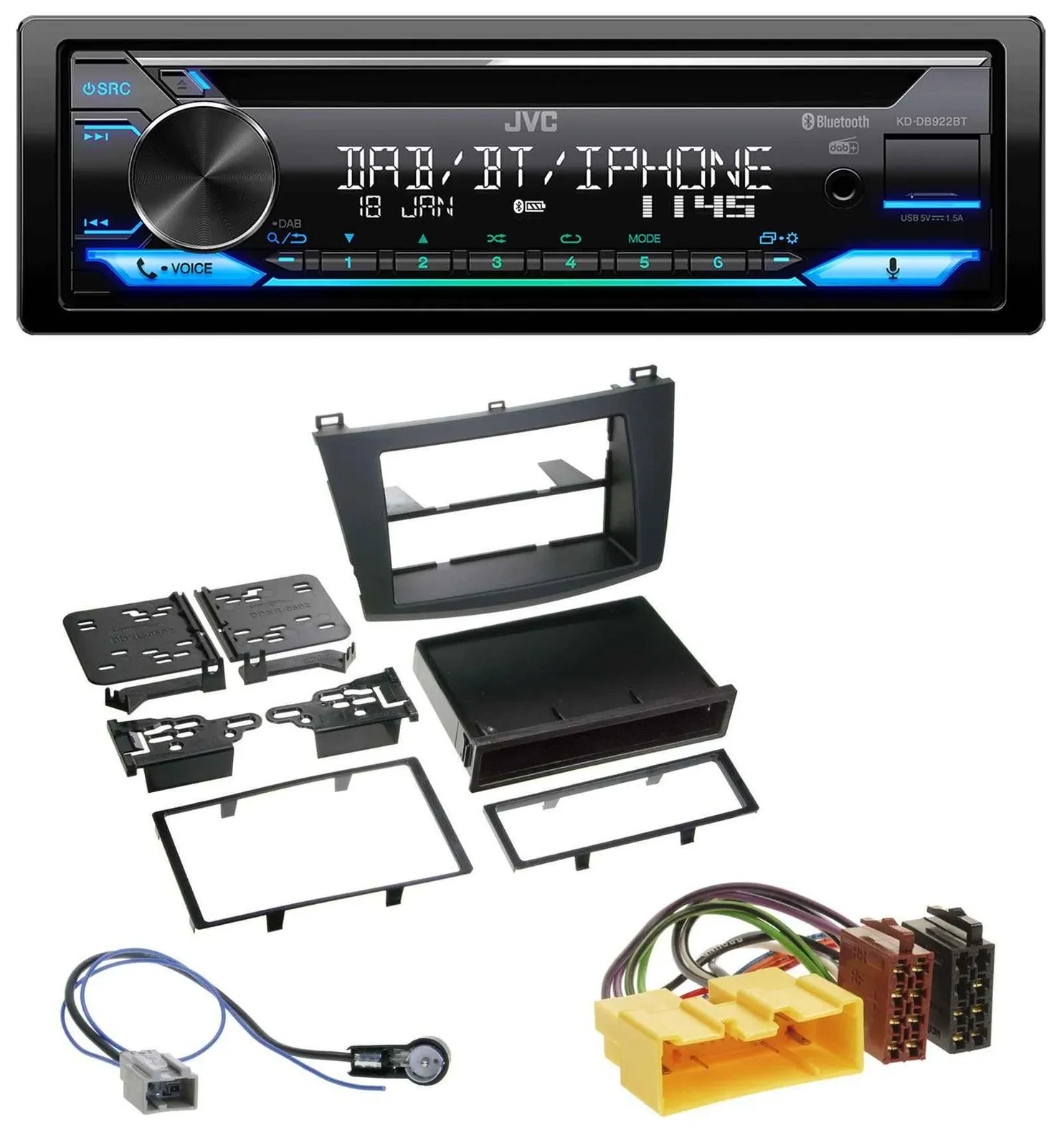 Автомагнитола для Mazda 3 (с 2009) JVC Bluetooth, MP3, USB, DAB, CD