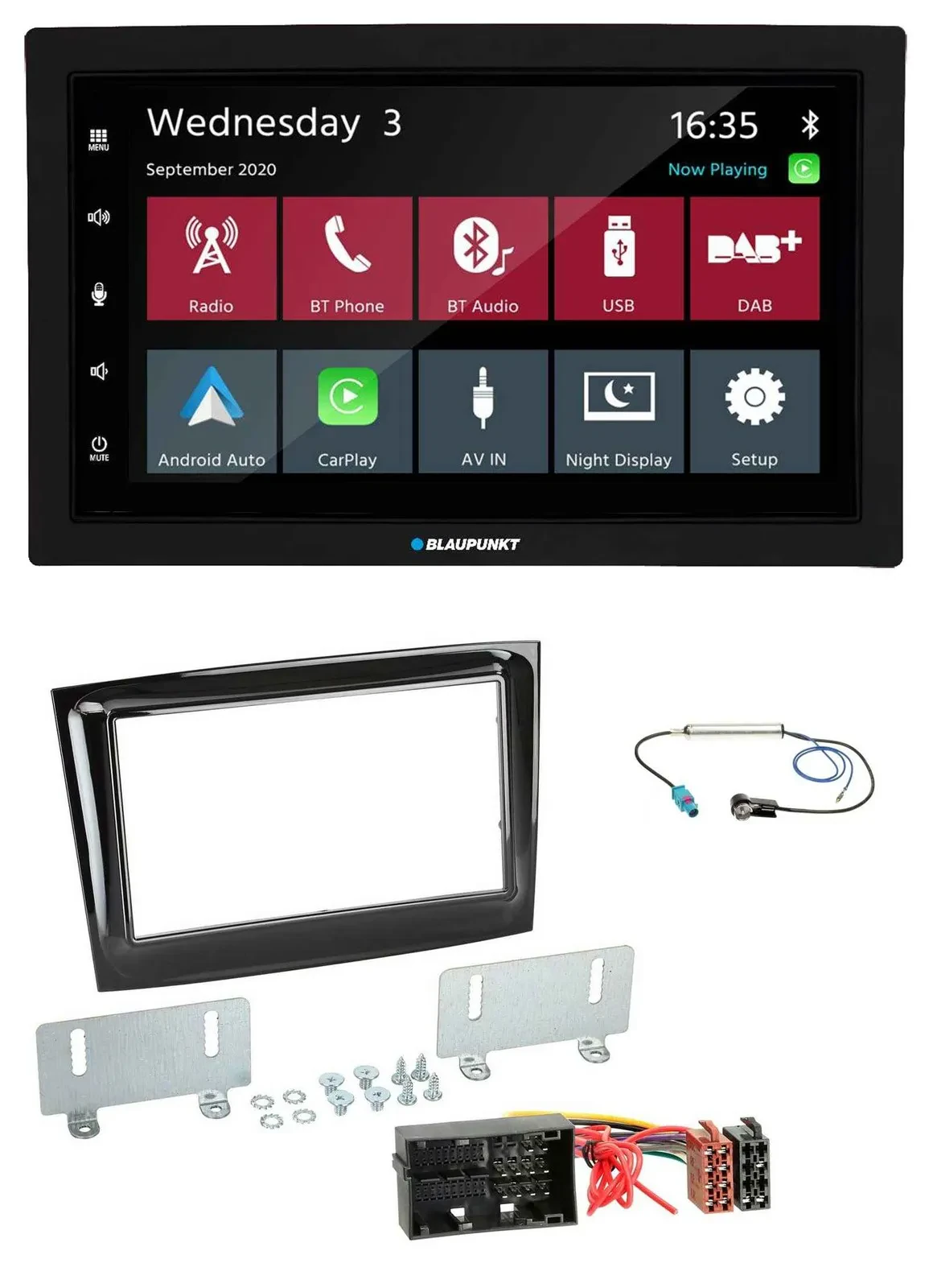 Автомагнитола для Fiat Doblo Blaupunkt 2-DIN, DAB, Bluetooth, USB, MP3, черная (piano black)