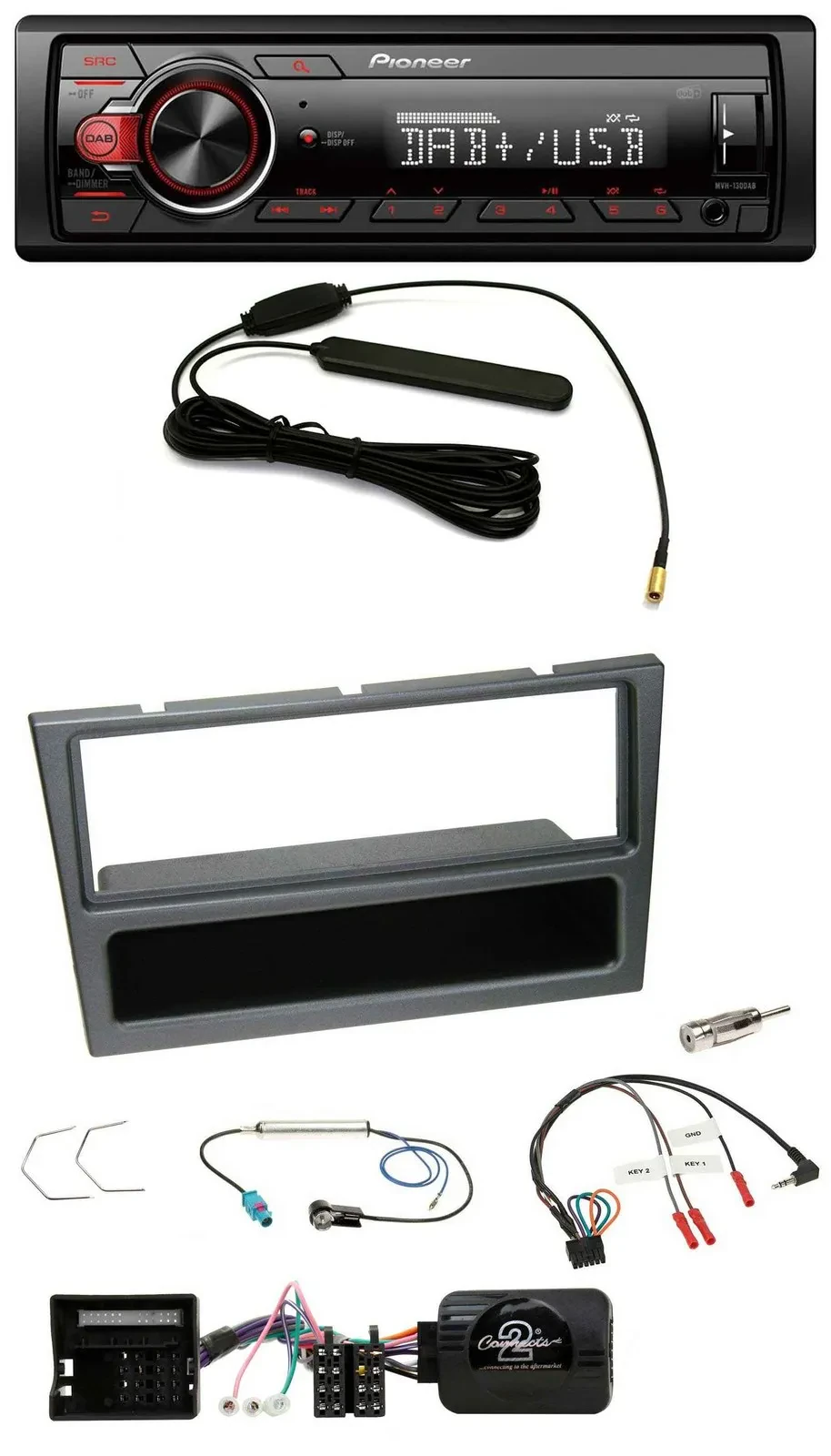 Pioneer MP3 DAB 1DIN Lenkrad USB Autoradio für Opel Corsa C Meriva Vectra C Tigr