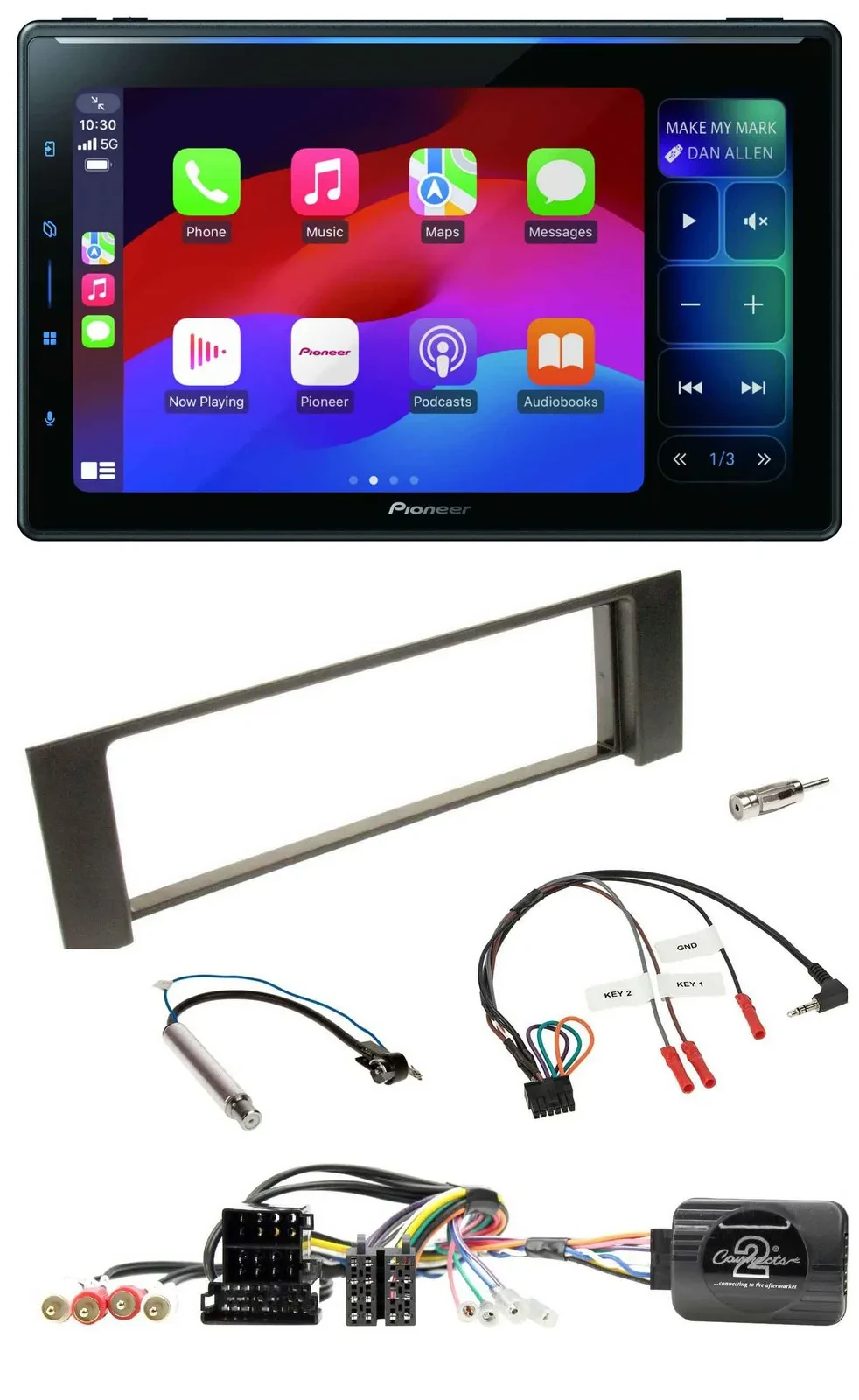 Pioneer Bluetooth DAB Lenkrad USB Autoradio für Audi A4 00-09 ISO Fakra teilakti