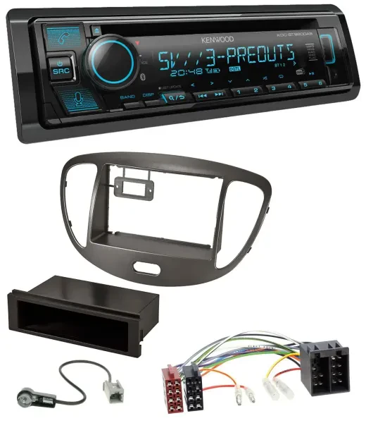 Kenwood Bluetooth USB CD MP3 DAB Autoradio für Hyundai i10 2008-2013 dunkelsilbe