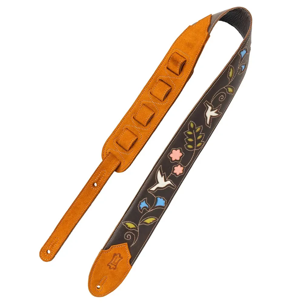 Levy's M4HB Leather 2.5" Guitar Strap, Dark Brown Hummingbird