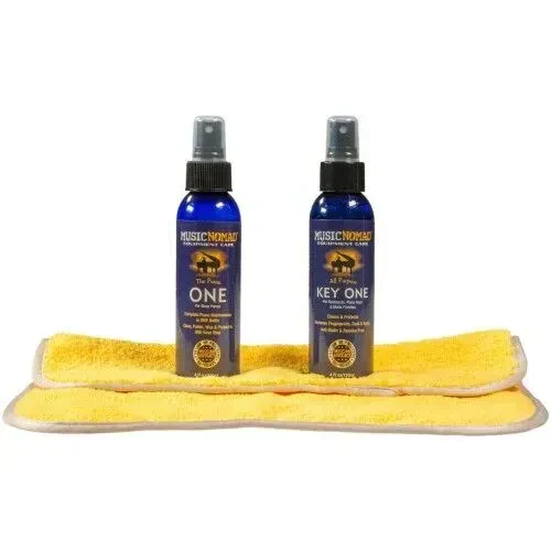 Набор для ухода для пианино MusicNomad MN132 (набор, 3 шт.) Piano ONE 120 мл, Key ONE 120 мл, микрофибра 12" x 12"