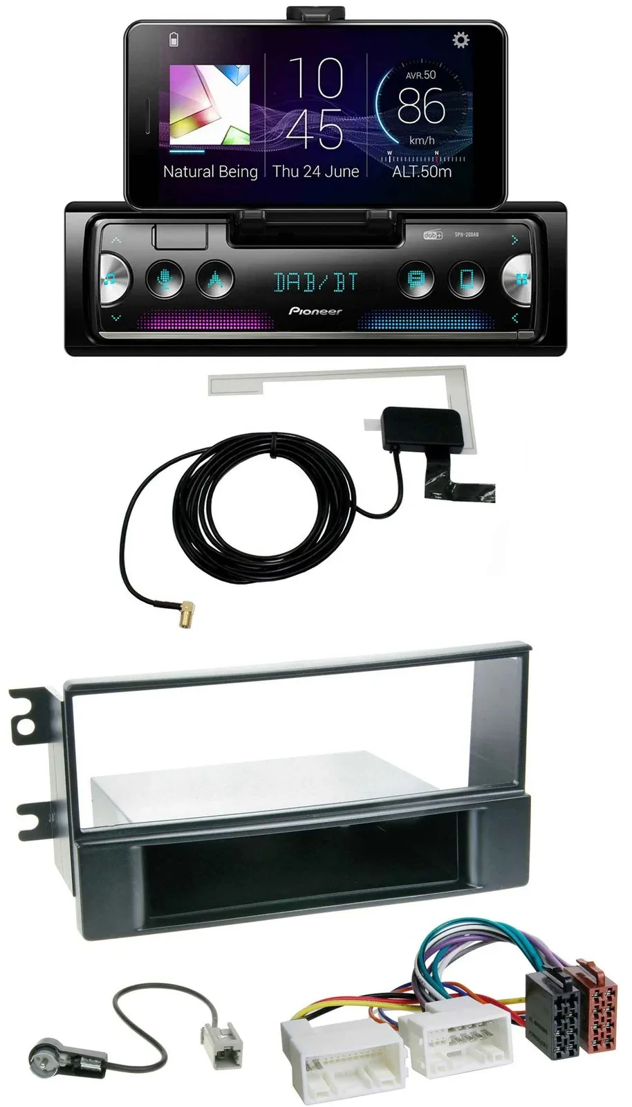 Автомагнитола для Kia Sportage II (2008–2010) Pioneer DAB, Bluetooth, USB, MP3 с комплектом проводки