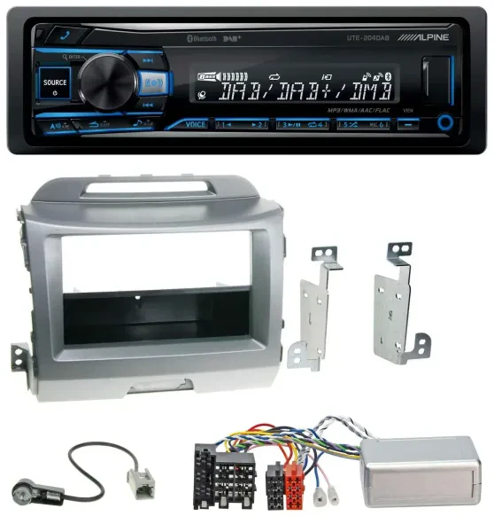 Alpine USB Bluetooth DAB Lenkrad Autoradio für Kia Sportage 3 10-15 silber