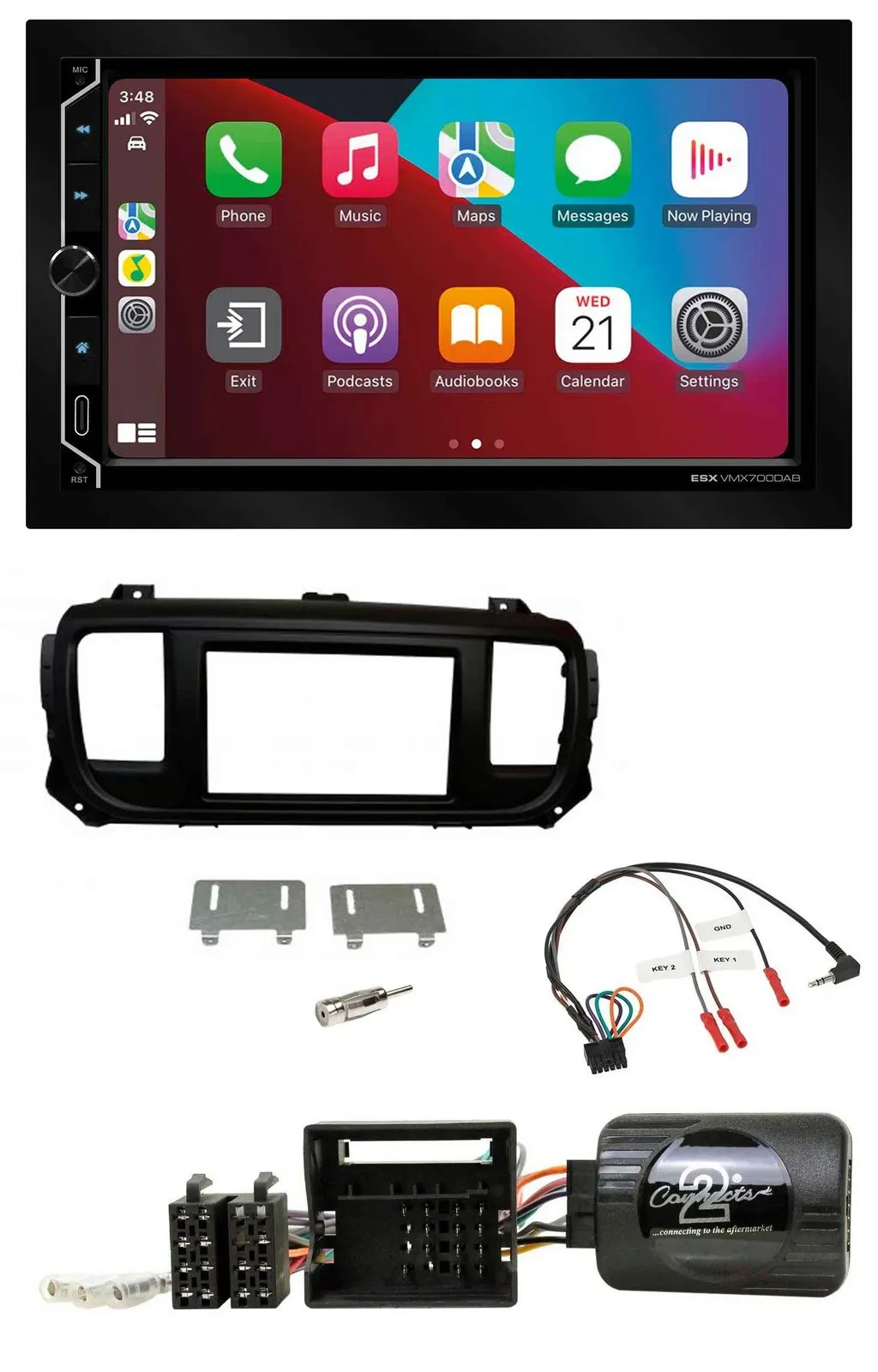 ESX 2DIN DAB USB Lenkrad Bluetooth Autoradio für Toyota Proace Citroen Jumpy ab