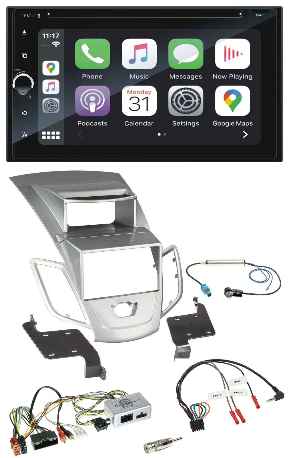 Blaupunkt USB DAB Bluetooth 2DIN TMC Lenkrad Navigation für Ford Fiesta 2010-17