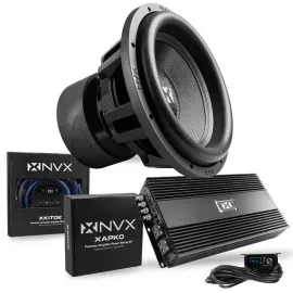 NVX XCW152 15" SPL Subwoofer + Monoblock Amplifier + 2-Ch Amplifier w/ Wiring Ki