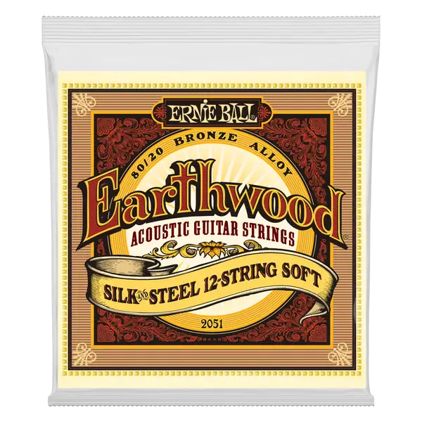 Струны для 12-струнной акустической гитары Ernie Ball 2051 Earthwood 9-46, Bronze Silk & Steel