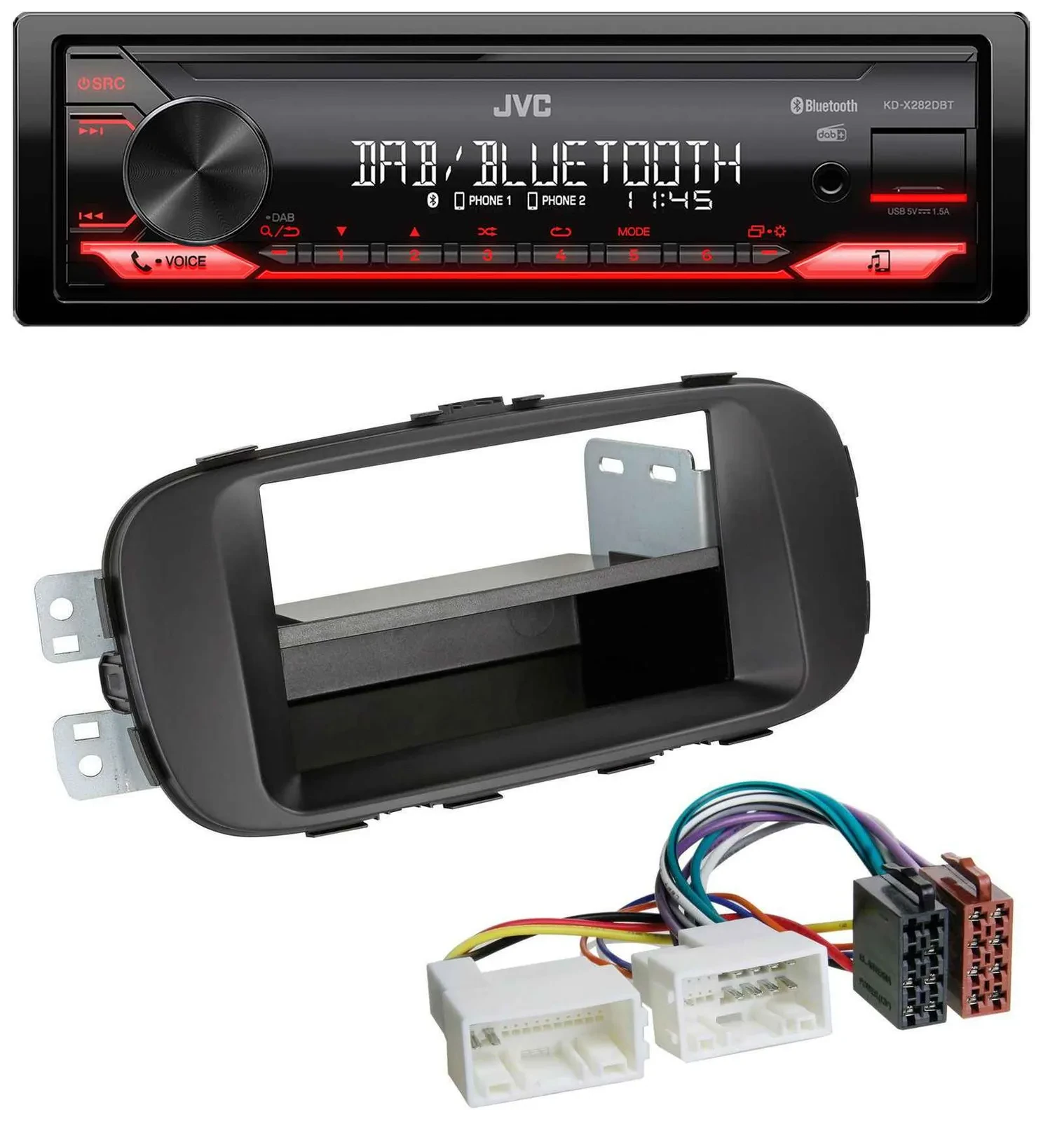 Автомагнитола JVC Bluetooth, USB, DAB, MP3 для Kia Soul (PS, с 2014) черная