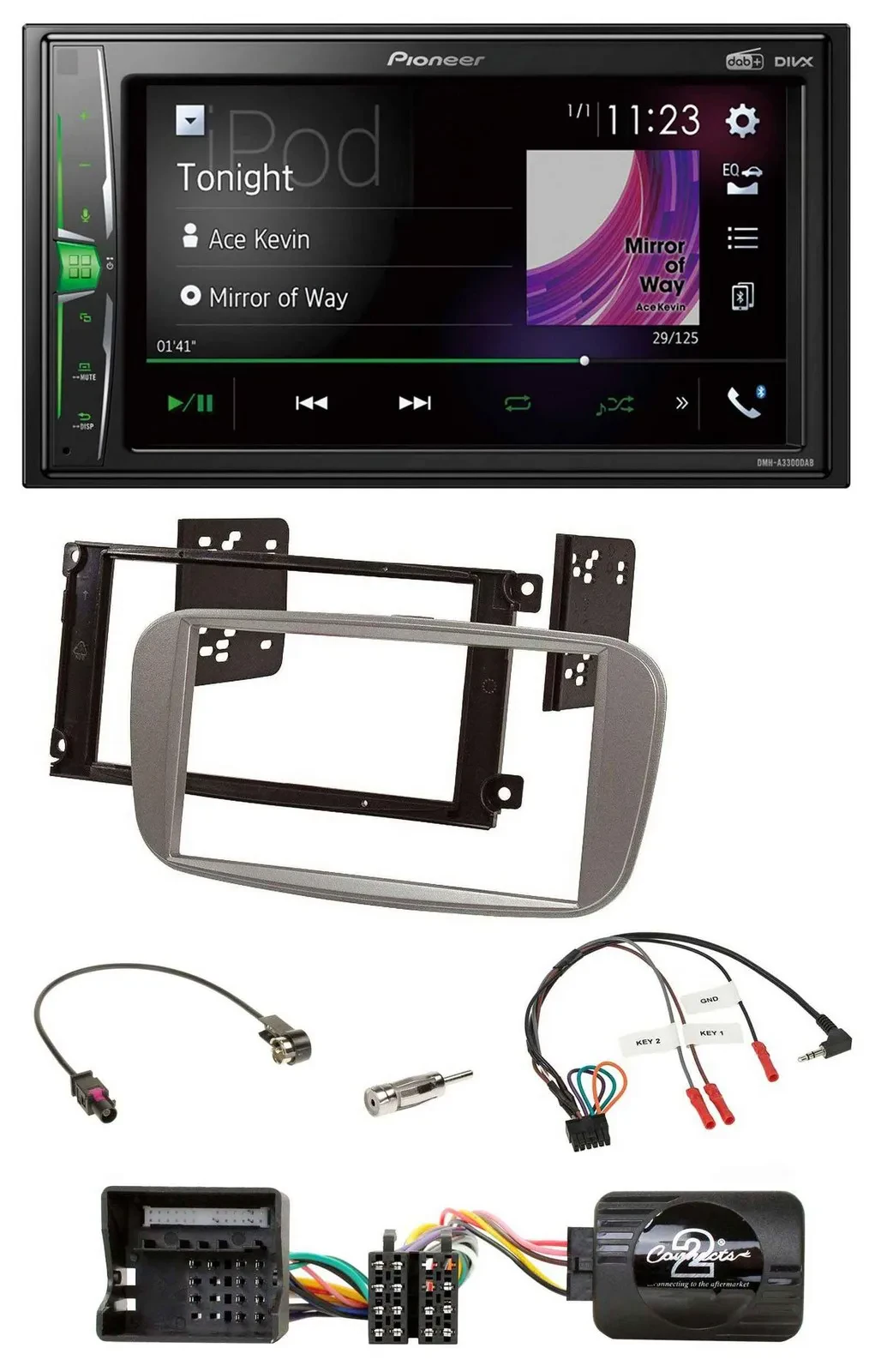 Pioneer 2DIN Lenkrad DAB USB Bluetooth Autoradio für Ford Mondeo S-Max ab 07 sil