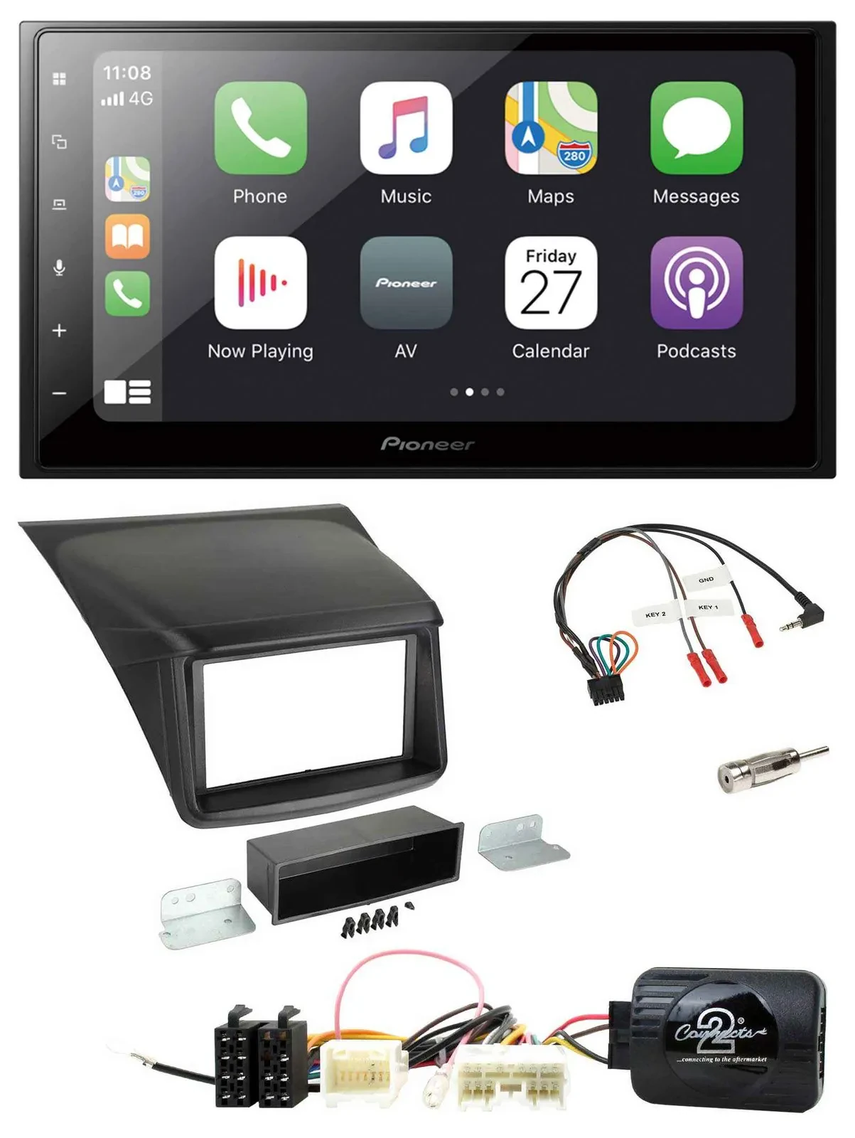 Pioneer Lenkrad Bluetooth DAB 2DIN USB Autoradio für Mitsubishi L200 2010-2015