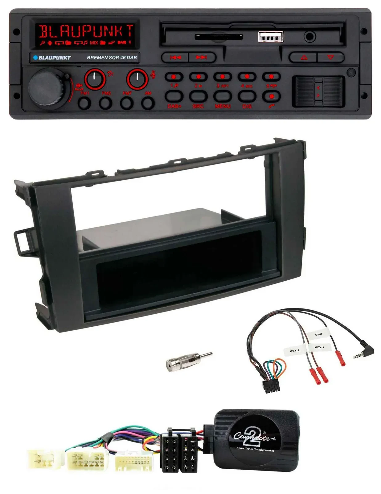 Blaupunkt SD Lenkrad USB Bluetooth DAB Autoradio für Toyota Auris 2007-2011 schw