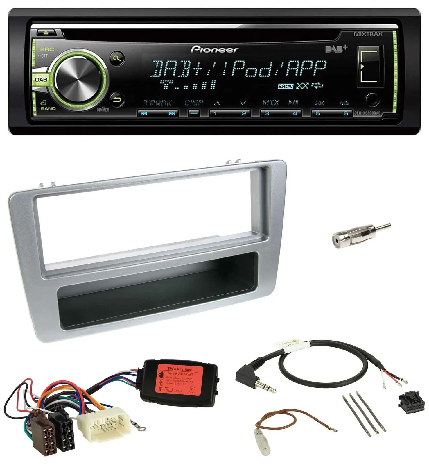 Автомагнитола Pioneer CD, DAB, USB, MP3, управление с руля, серебристая, для Honda Civic 2001–2003