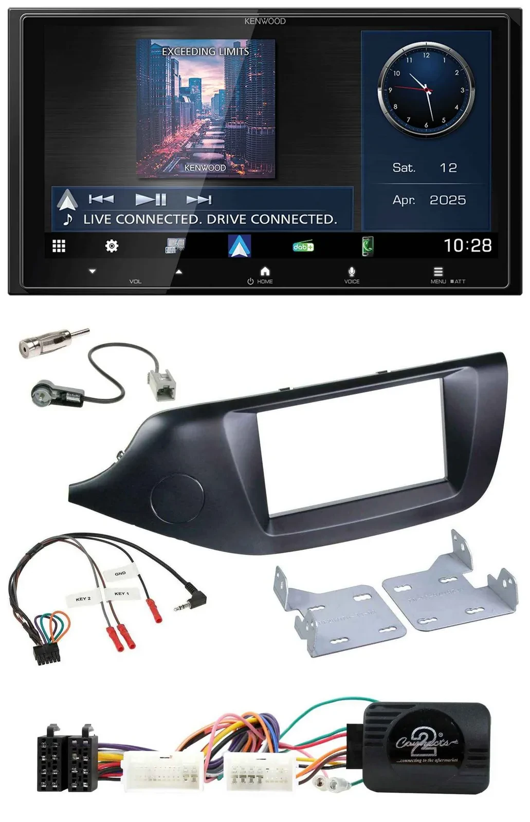 Kenwood Bluetooth 2DIN USB DAB Lenkrad Autoradio für Kia Ceed ab 2012 schwarz oh