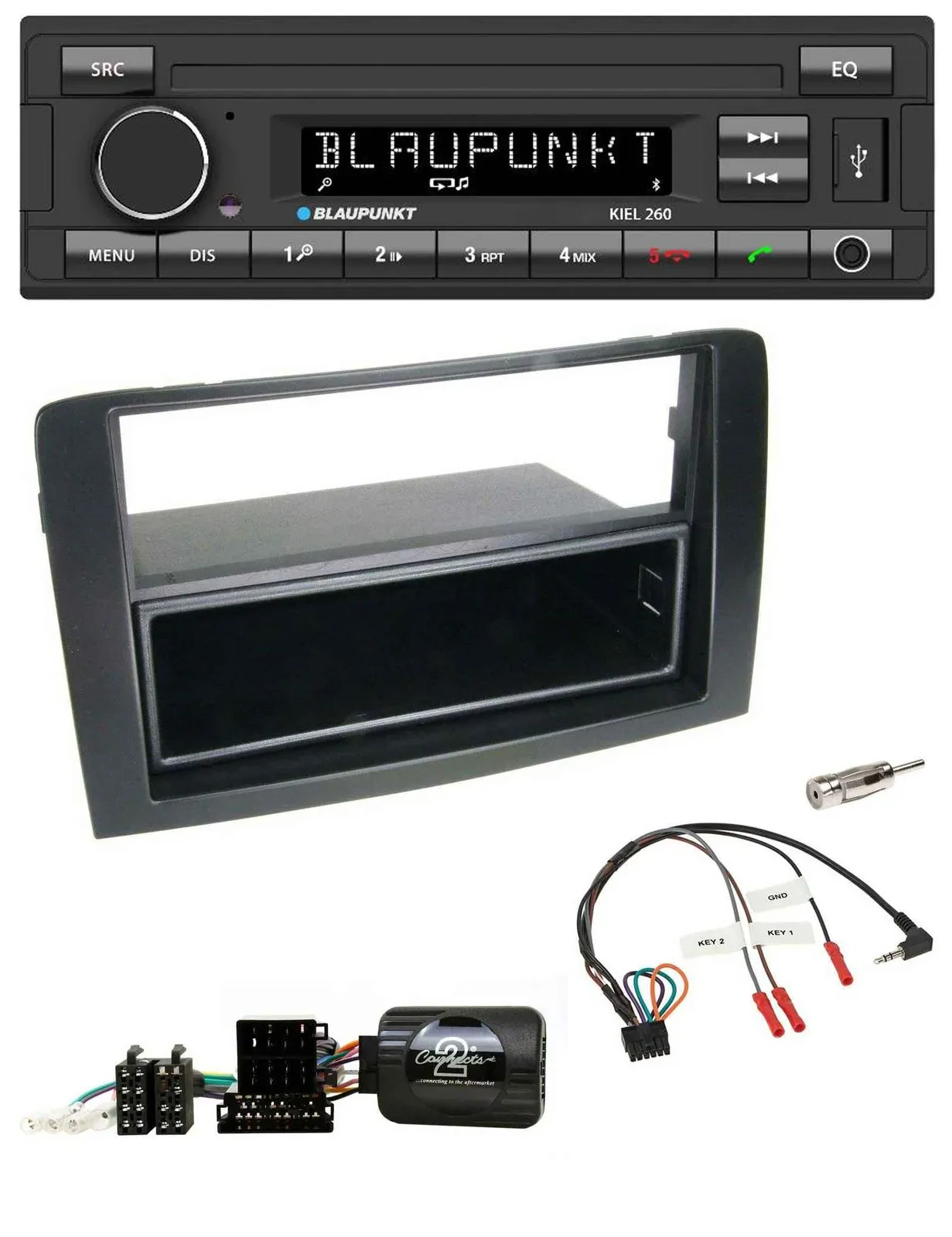 Автомагнитола Blaupunkt USB, DAB, Bluetooth, поддержка кнопок на руле, для Fiat Idea 2006–2012, черный