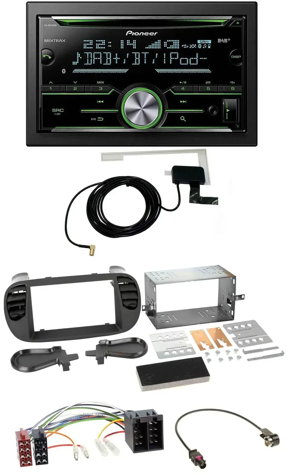 Автомагнитола Pioneer 2DIN CD/USB/MP3, Bluetooth, DAB для Fiat 500 (с 2012), ISO