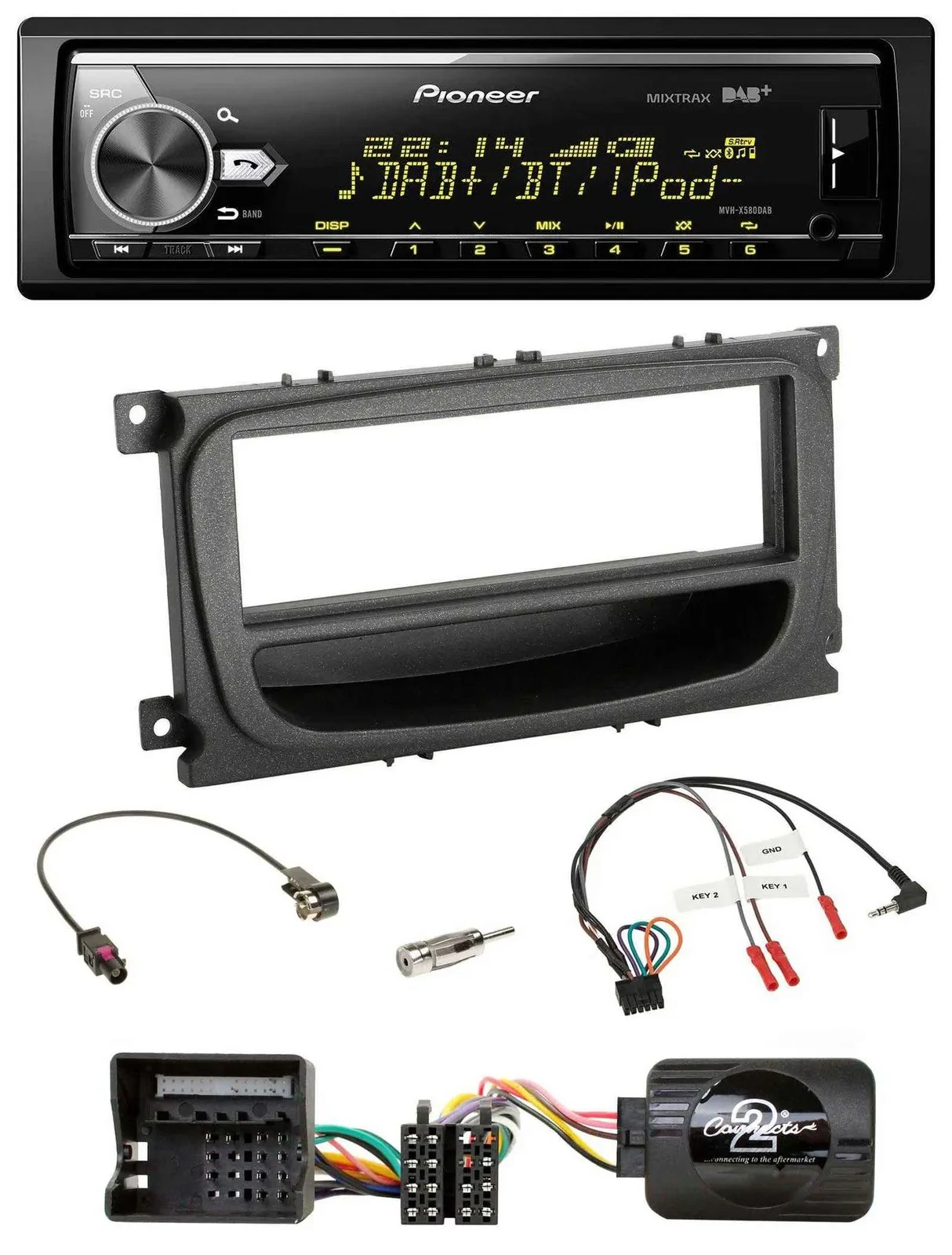 Автомагнитола Pioneer для Ford Mondeo/S-Max (2007–2014) Bluetooth, USB, DAB, черный