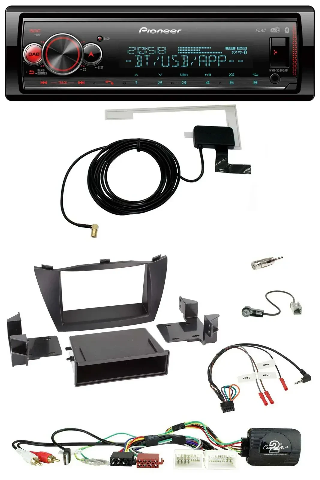 Автомагнитола Pioneer DAB, Bluetooth, USB для Hyundai Tucson 2010–2015, совместима с кнопками на руле