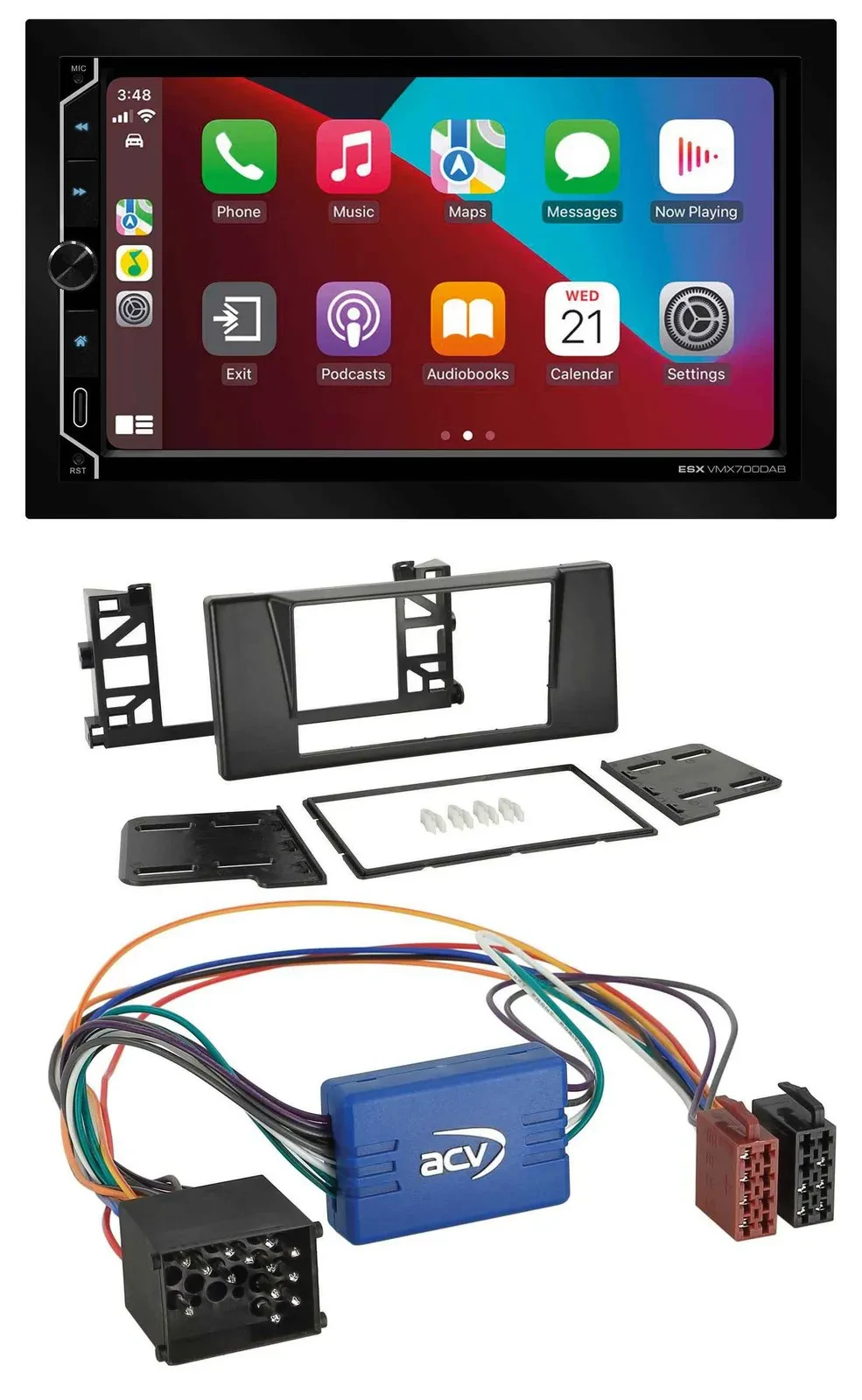 ESX 2DIN DAB USB MP3 Bluetooth Autoradio für BMW X5 E53 5er E39 Rundpin Aktivsys