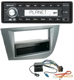 Continental MP3 AUX USB DAB 1DIN Autoradio für Seat Leon ab 05 dunkelgrau metall