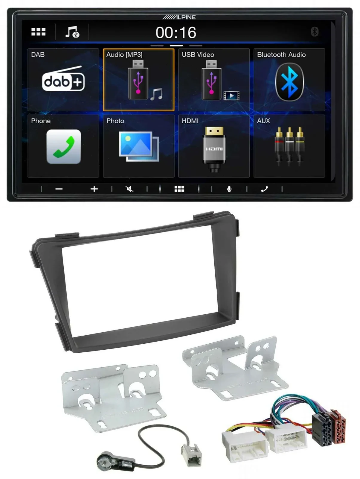 Alpine Bluetooth 2DIN MP3 DAB USB Autoradio für Hyundai i40 VF ab 2011 schwarz