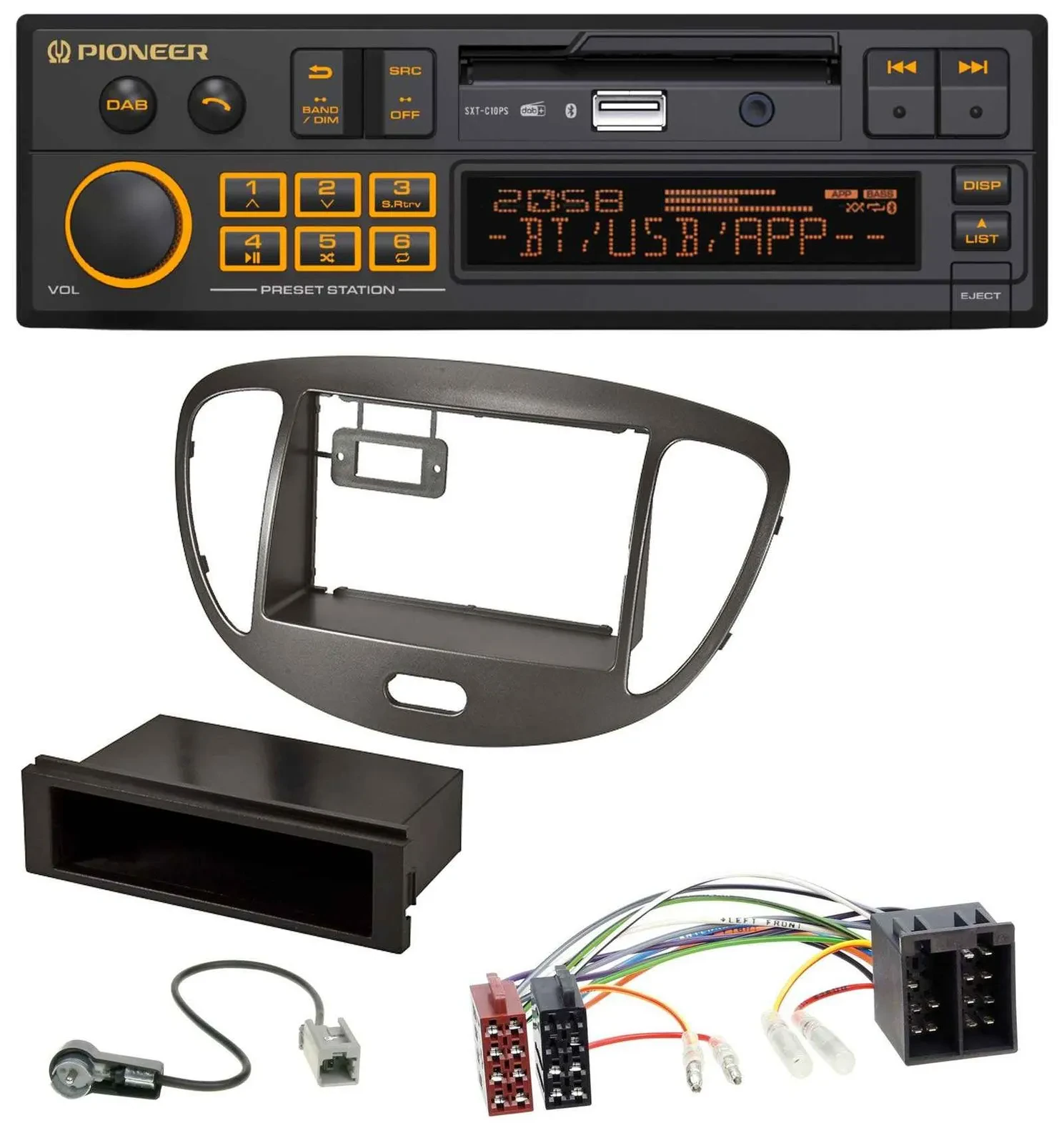 Pioneer DAB MP3 USB Bluetooth Autoradio für Hyundai i10 2008-2013 dunkelsilber