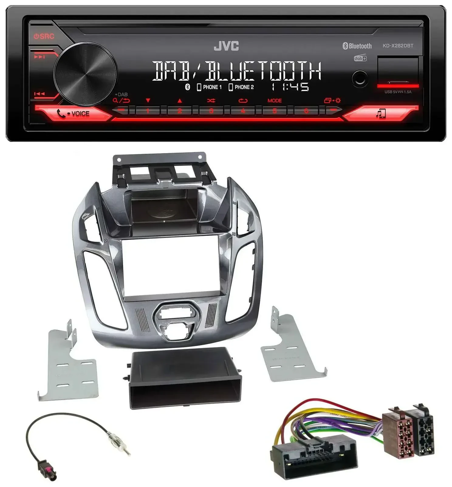 Автомагнитола для Ford Connect/Transit 2012–2018 JVC Bluetooth, USB, DAB, MP3, без дисплея