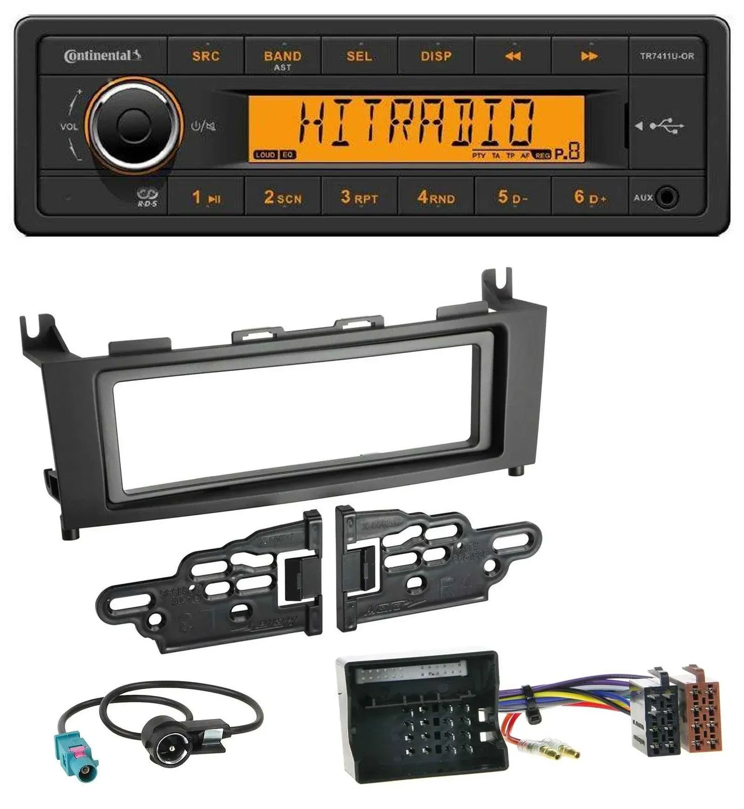 Continental 1DIN USB AUX MP3 Autoradio für Mercedes GLK (2008-2012)