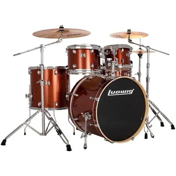 Ludwig Evolution 5-Piece Drum Set W/ 22" Bass, Zildjian I Series Cymbals Copper