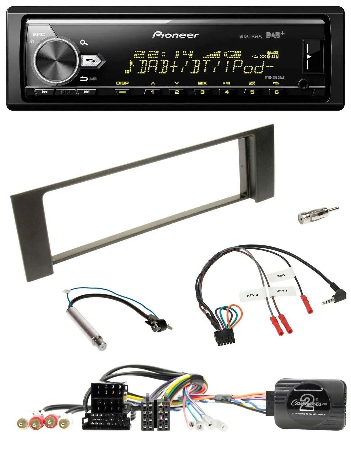 Pioneer Bluetooth USB DAB Lenkrad Autoradio für Audi A4 2000-2004 Can-Bus ISO