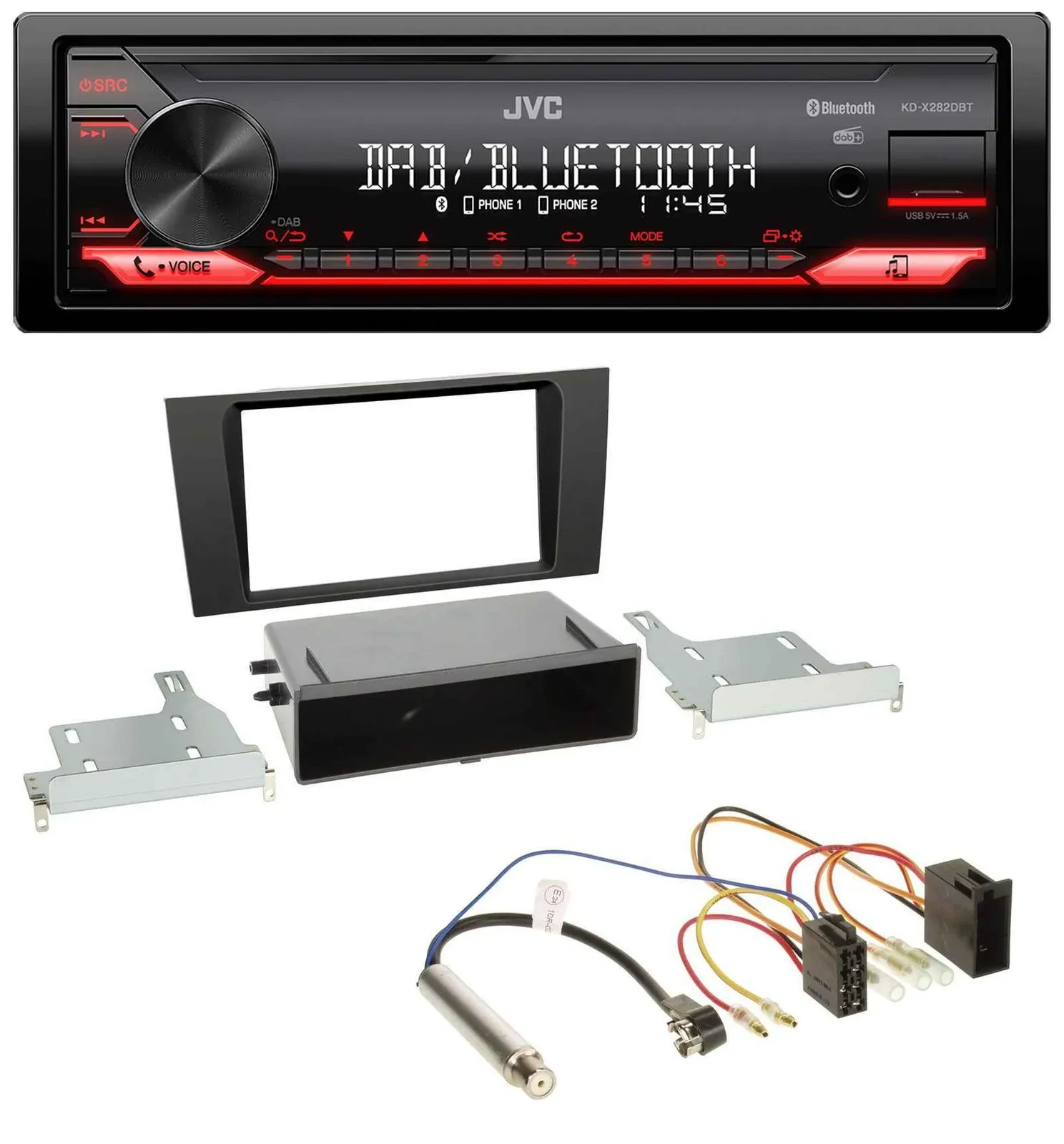 Автомагнитола для Audi A4 (B5 1999–2001) JVC Bluetooth, USB, DAB, MP3
