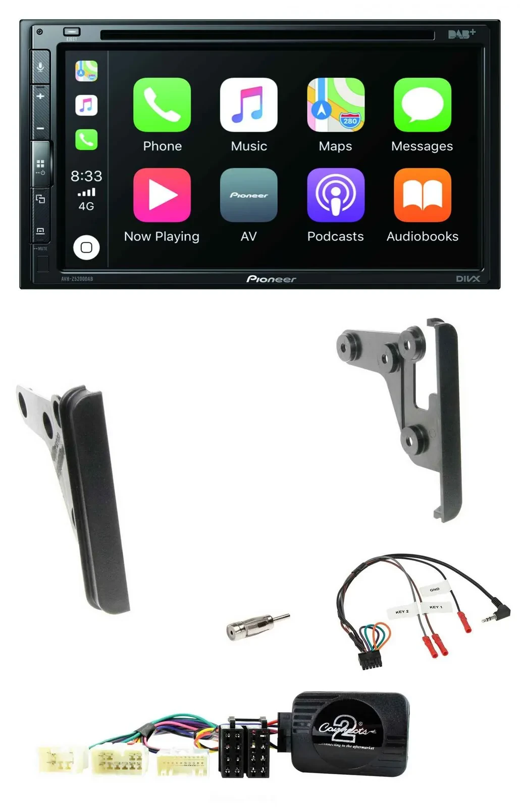 Автомагнитола Pioneer 2DIN, DVD, DAB, Bluetooth, USB, для Toyota Yaris 2007–2010, поддержка кнопок на руле