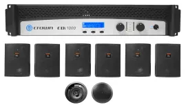 Crown CDi1000 2-Ch 500w 70V Commercial Amplifier+6) JBL Wall+2) Ceiling Speakers