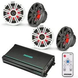 Пассивная акустическая система для морского применения Kicker KM65L 6.5", коаксиальная (набор, 2 пары) с усилителем KMA600.6 и пультом KMLC