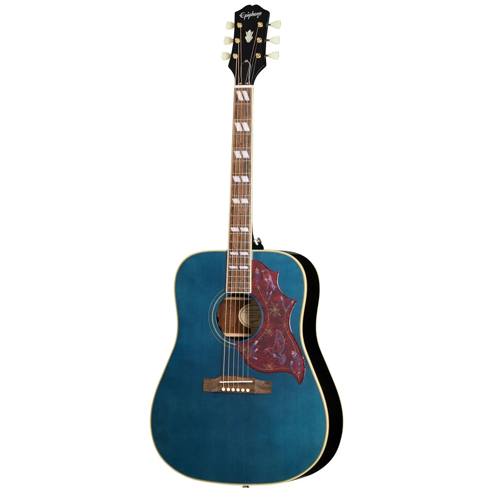 Электроакустическая гитара Epiphone Miranda Lambert Bluebird 6-струнная, Hummingbird (Square Shoulder), мензура 24.75", 20 ладов, цвет Bluebird Blue, без выреза, с кейсом